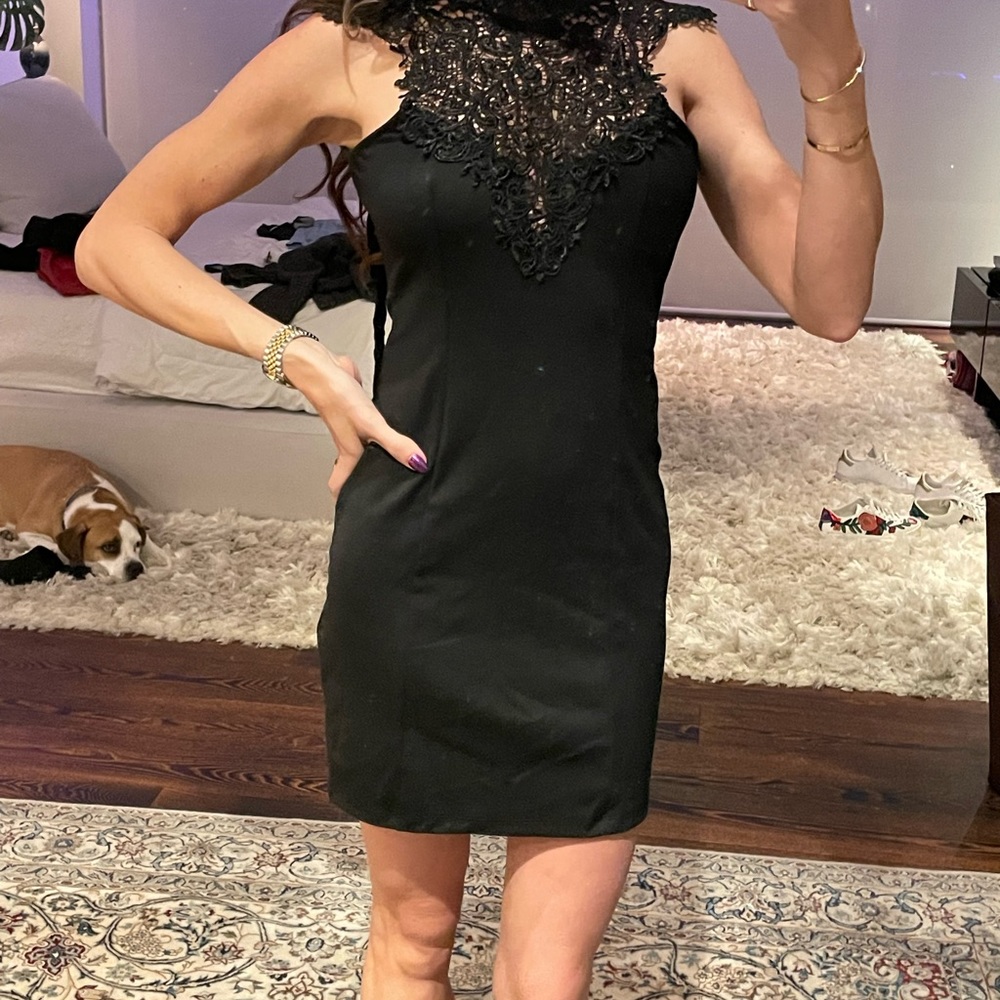 LBD. Perfect little black dress. Lace top size small. Solemio Los Angeles brand.